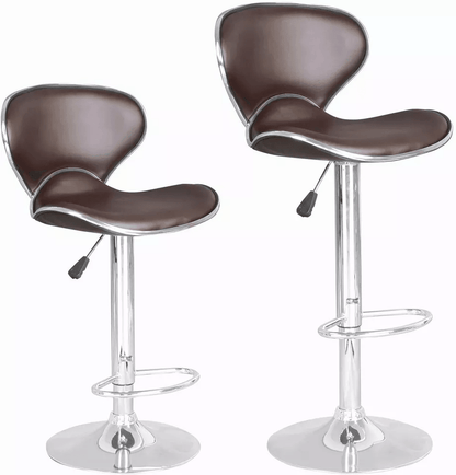 Counter Height Bar Stools Set Of 2 Adjustable Barstools With Backrest Footrest Leather Dinning Chai 7