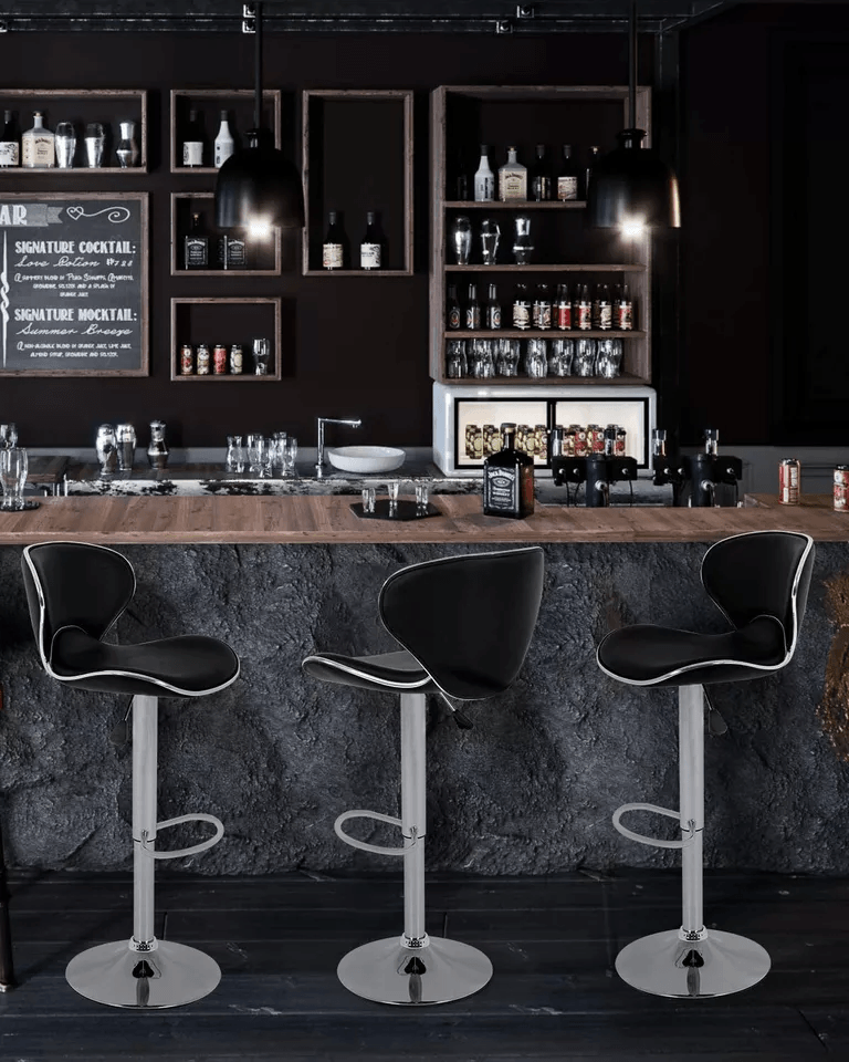 Counter Height Bar Stools Set of 2 Adjustable Barstools with Backrest Footrest, Leather Dinning Chairs for kitchen, Bar