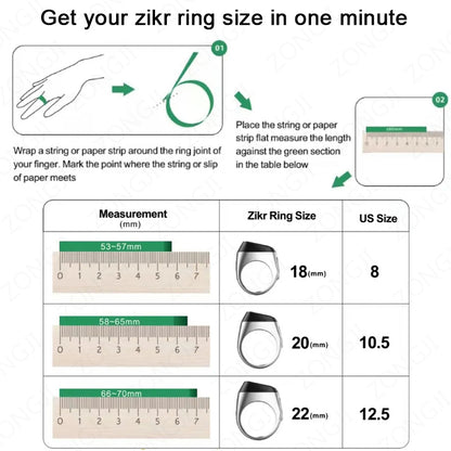 Waterproof Praise Tally Ring Smart Digital Counter for Zikr  Muslim Prayer Time