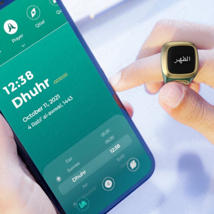 Waterproof Praise Tally Ring, Smart Digital Counter for Zikr & Muslim Prayer Time