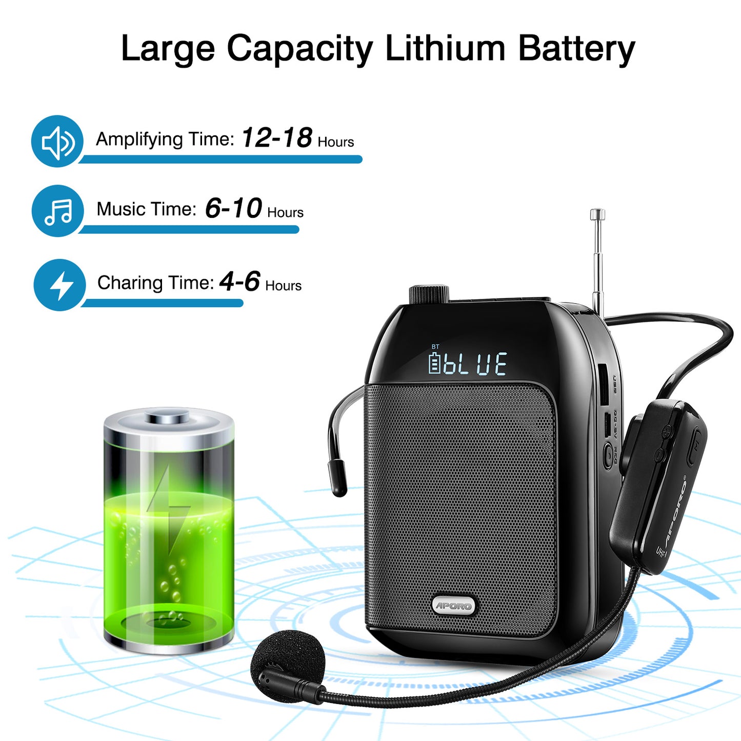 Wireless Voice Amplifier Portable Rechargeable Microphone Speaker For Teaching Tour Guides  Present
