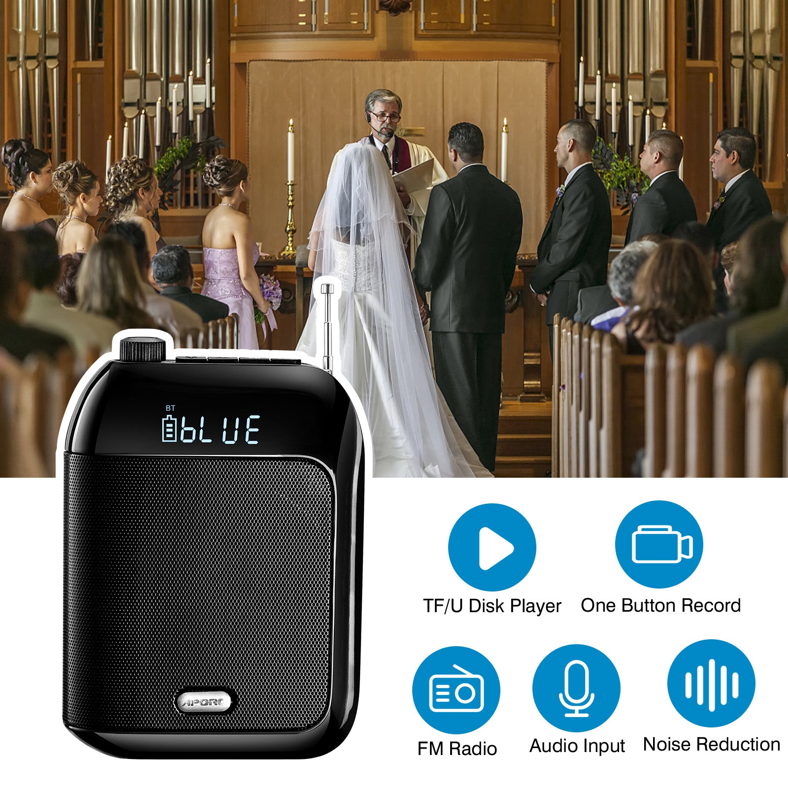 Wireless Voice Amplifier Portable Rechargeable Microphone Speaker For Teaching Tour Guides  Present