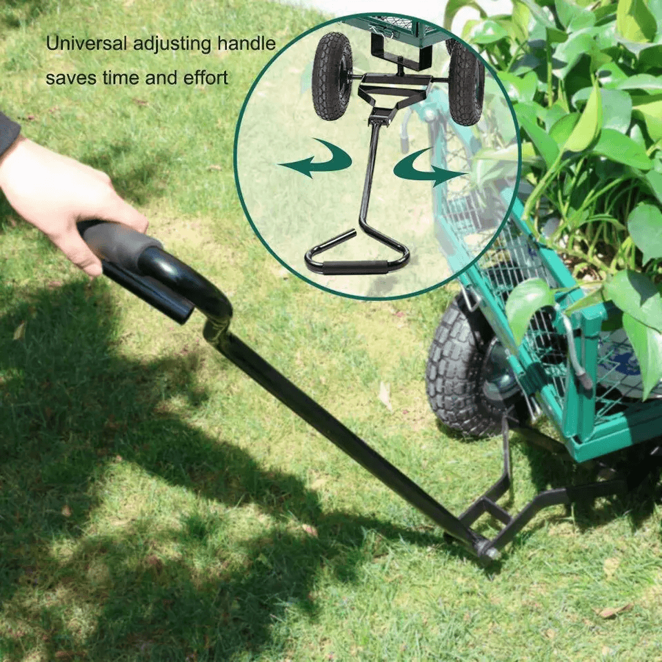 Heavy Duty Outdoor Steel Garden Cart Wagon Utility Yard Buggy With Pneumatic Tires Removable Sides  3