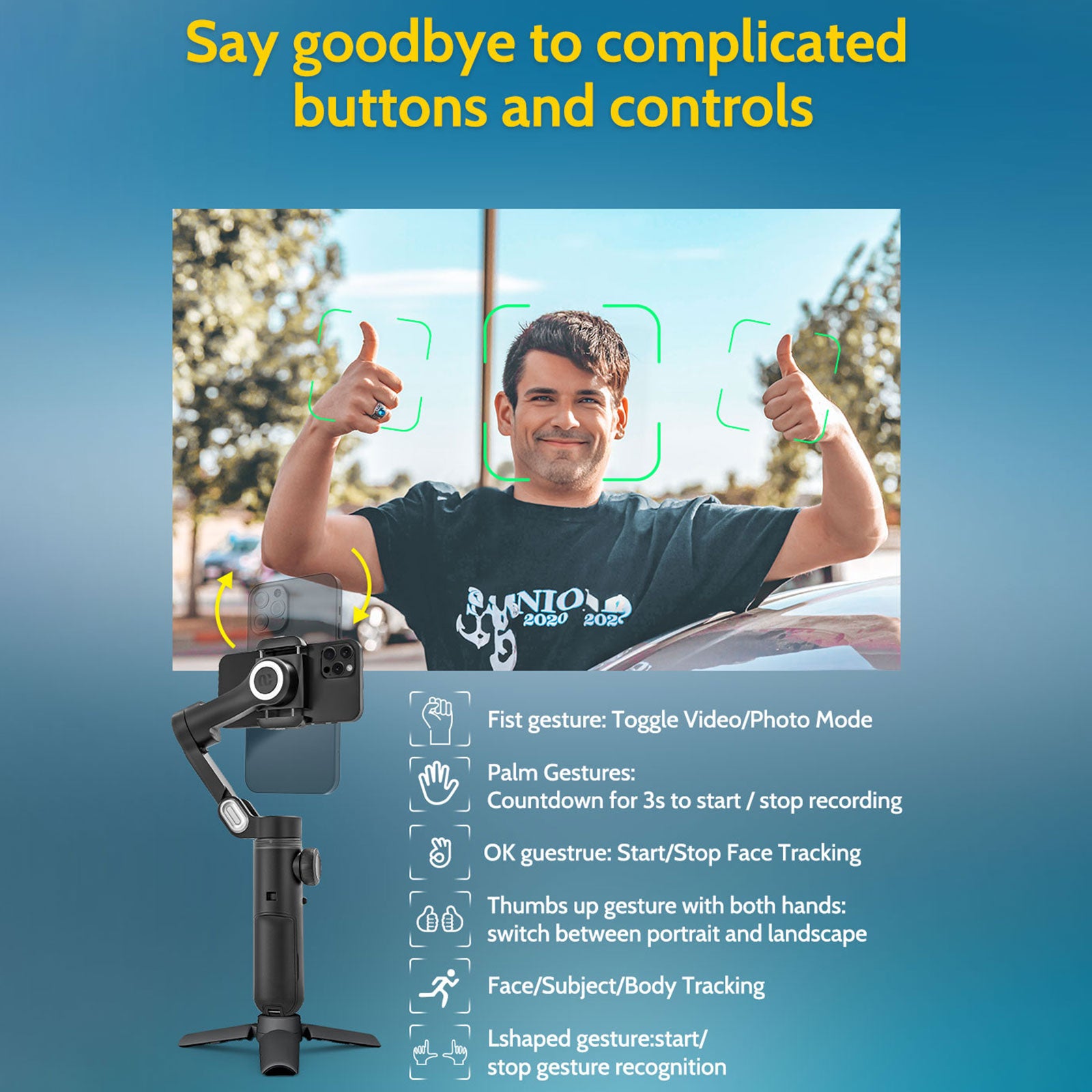 Smart XPro Smartphone 3 Axis Gimbal Stabilizer Foldable with Fill Light for iPhone & Android