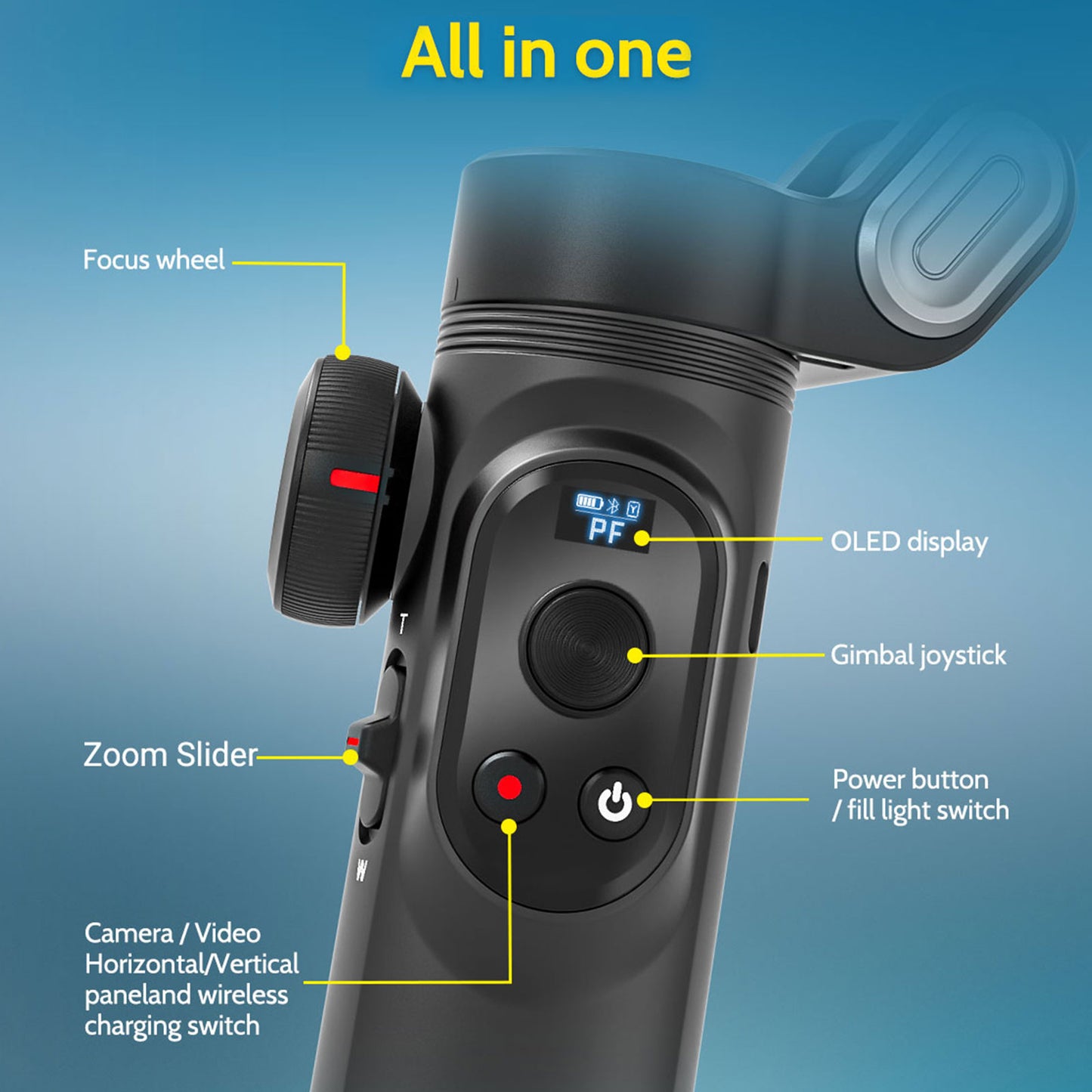 Smart XPro Smartphone 3 Axis Gimbal Stabilizer Foldable with Fill Light for iPhone & Android