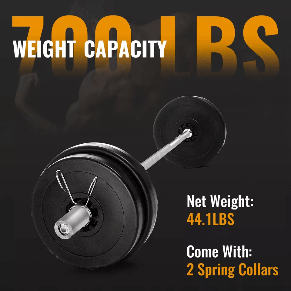 7Ft Olympic Barbell  Solid Chrome 700lbs Capacity For Strength Training  Weightlifting 5