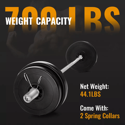 7Ft Olympic Barbell  Solid Chrome 700lbs Capacity For Strength Training  Weightlifting 5