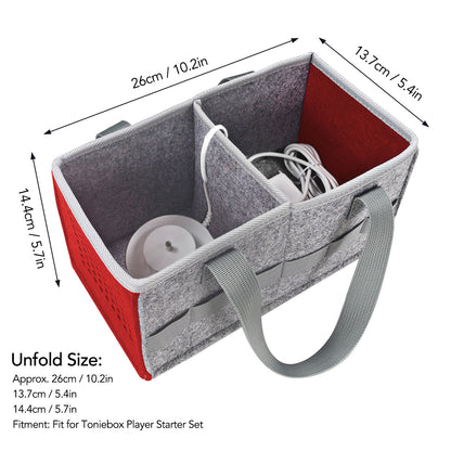 Portable Travel Carrying Storage Bag for Toniebox Extra Space Felt Cloth Case for Tonies Player Starter Set