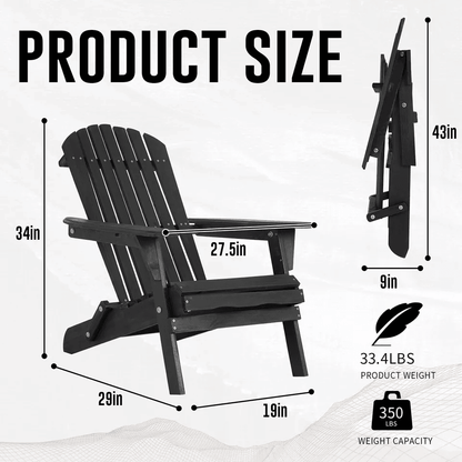 All Weather Folding Adirondack Chair Fire Pit Lounge Seating Easy Assembly 5
