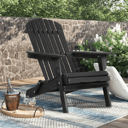 All Weather Folding Adirondack Chair, Fire Pit Lounge Seating, Easy Assembly
