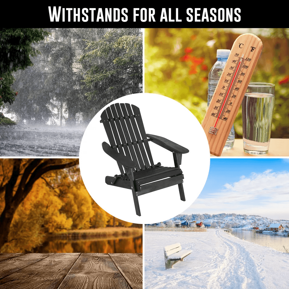 All Weather Folding Adirondack Chair Fire Pit Lounge Seating Easy Assembly 4