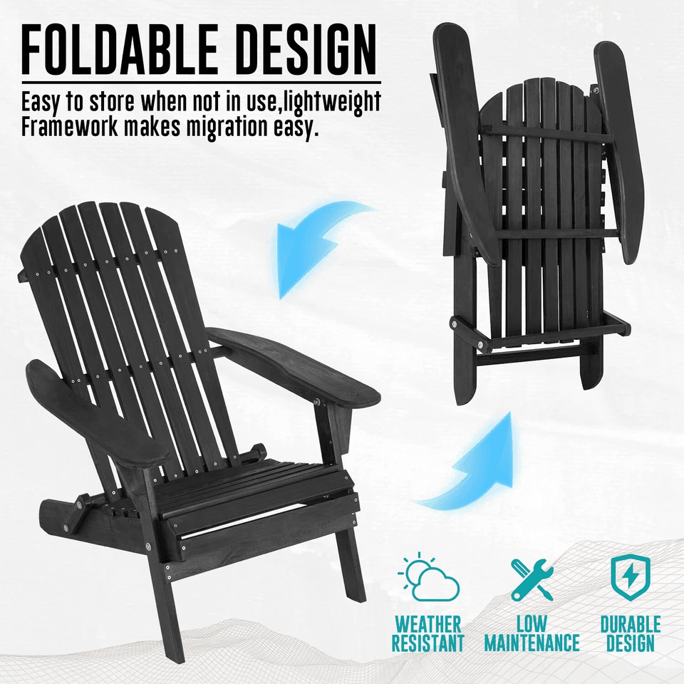 All Weather Folding Adirondack Chair Fire Pit Lounge Seating Easy Assembly 1