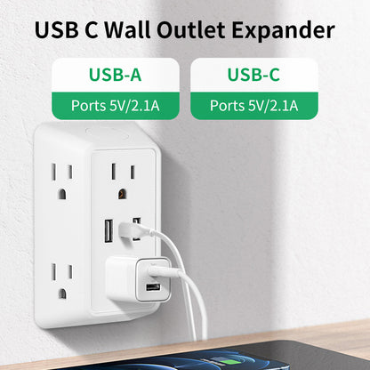 9 In 1 Power Strip With USB  Type C 6 AC Outlets 3 USB Ports Compact Wall Charger For Home Office T 3