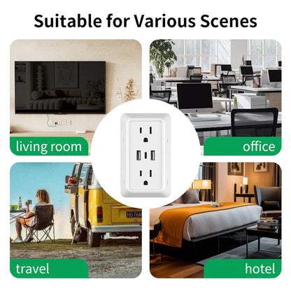9 In 1 Power Strip With USB  Type C 6 AC Outlets 3 USB Ports Compact Wall Charger For Home Office T 4