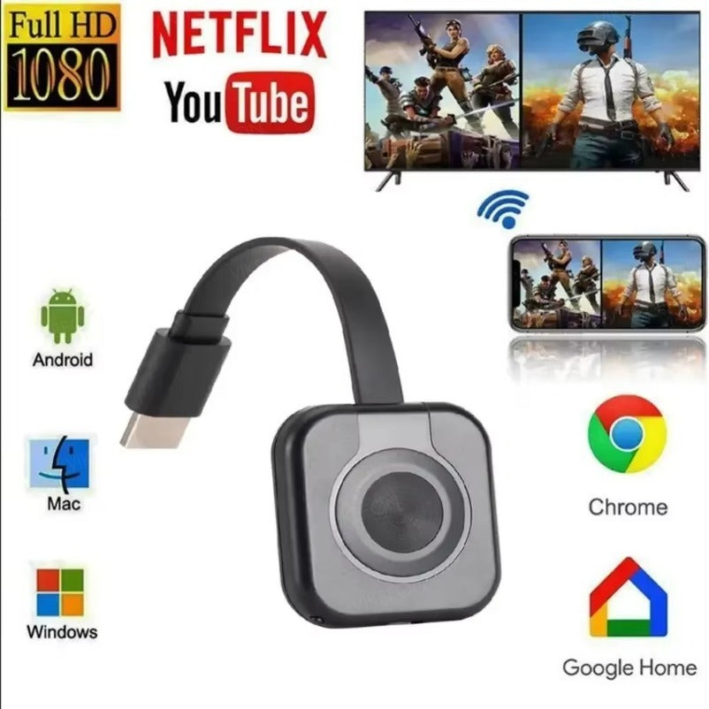 Wireless WiFi Receiver Video Transmitter, 1080P HDMI Mirroring Adapter for iOS, Android, PC, TV & Projector