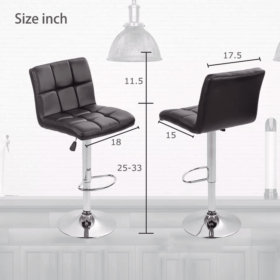 Leather Adjustable Bar Stool Counter Height Chair With Backrest Modern Swivel Kitchen Island Stool
