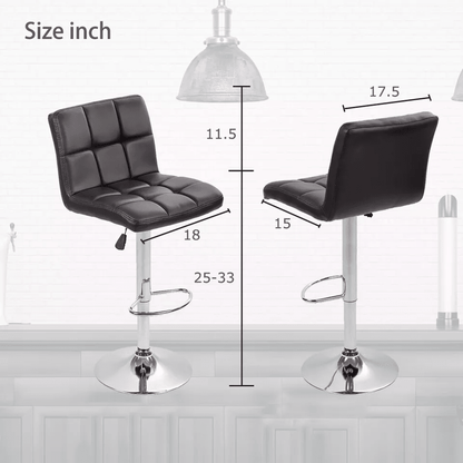 Leather Adjustable Bar Stool Counter Height Chair With Backrest Modern Swivel Kitchen Island Stool