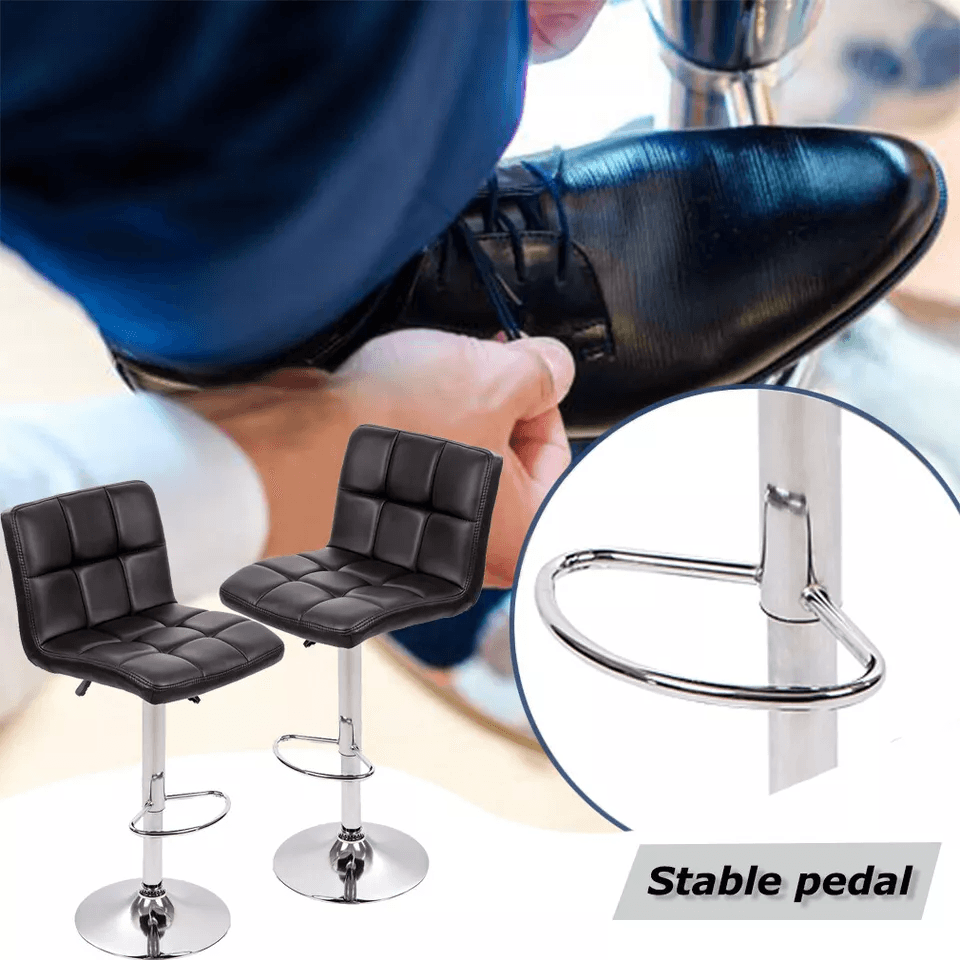 Leather Adjustable Bar Stool Counter Height Chair With Backrest Modern Swivel Kitchen Island Stool