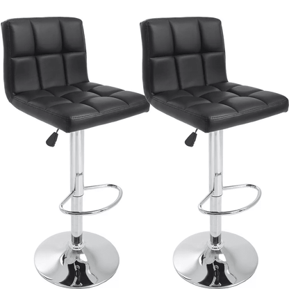 Leather Adjustable Bar Stool Counter Height Chair with Backrest, Modern Swivel Kitchen Island Stool with Footrest