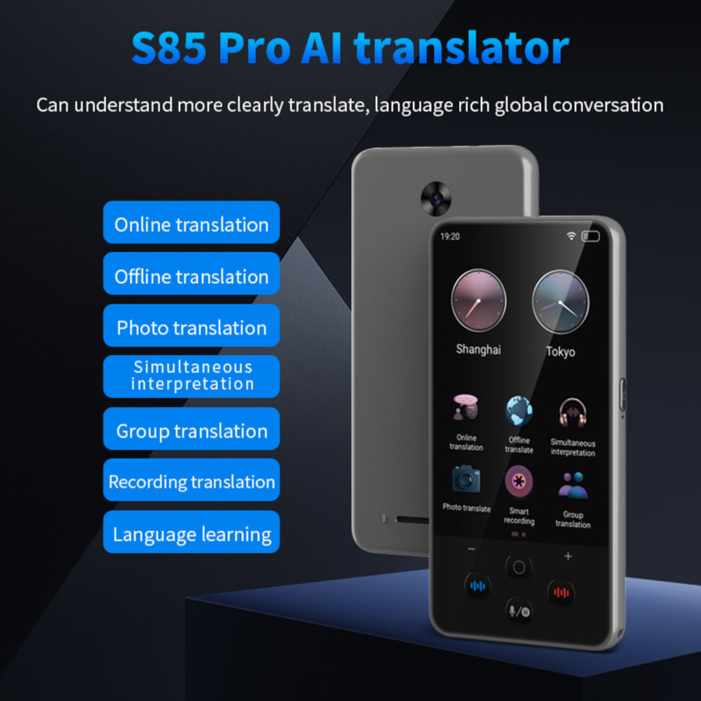 S85 Pro Language Translator Device 138 Languages, Offline Translation, Voice & Video Recording