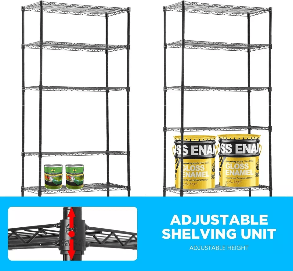 HeavyDuty Wire Shelving Unit Metal Shelf With Adjustable Tiers And Casters Storage Rack For Garage  4