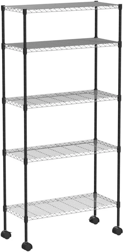 Heavy-Duty Wire Shelving Unit Metal Shelf with Adjustable Tiers and Casters, Storage Rack for Garage, Kitchen, Bathroom