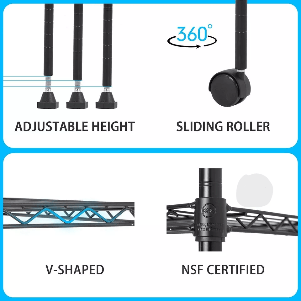 HeavyDuty Wire Shelving Unit Metal Shelf With Adjustable Tiers And Casters Storage Rack For Garage  1