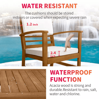 Outdoor Patio Sofa Set Durable Acacia Wood Patio Furniture Outdoor Chat Set With Cushions And Table 4