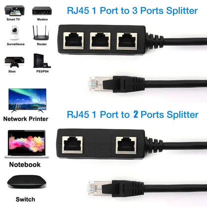 RJ45 1 To 2  1 To 3 Port Splitter Connector Cat5 Cat6 Cat7 LAN Ethernet Adapter For Network Extensi 2