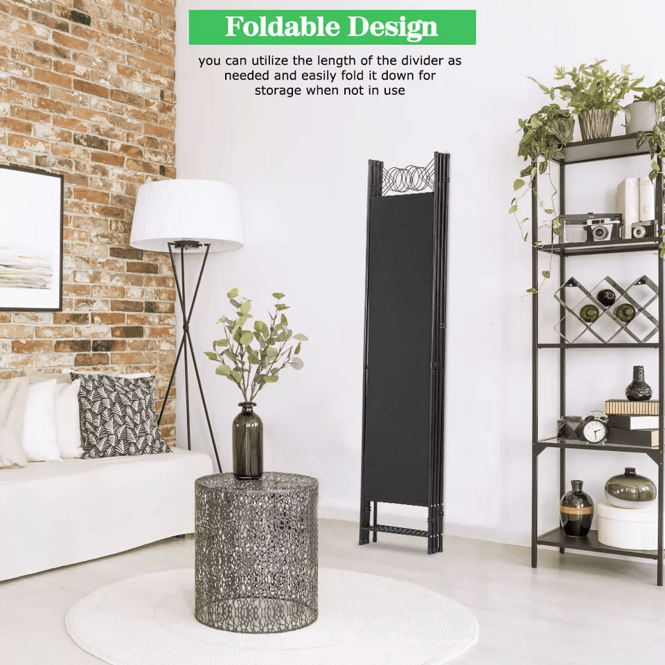 Panel Room Divider 6FT Steel Frame Folding Privacy Divider Freestanding Screen For Bedroom Office   4
