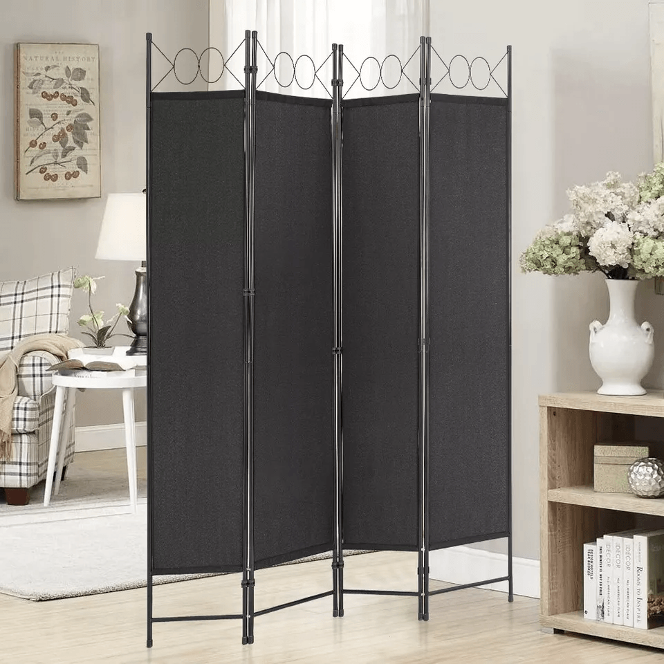 Panel Room Divider 6FT Steel Frame Folding Privacy Divider Freestanding Screen For Bedroom Office   1