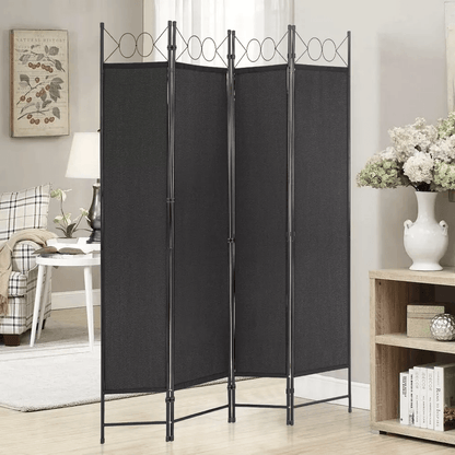 Panel Room Divider 6FT Steel Frame Folding Privacy Divider Freestanding Screen For Bedroom Office   1