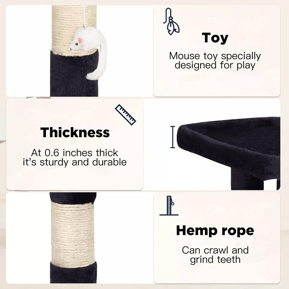 Cat Tree Tower For Indoor Cats With Scratching Posts Cat Condo Cradle MultiLevel Cat Furniture For  3