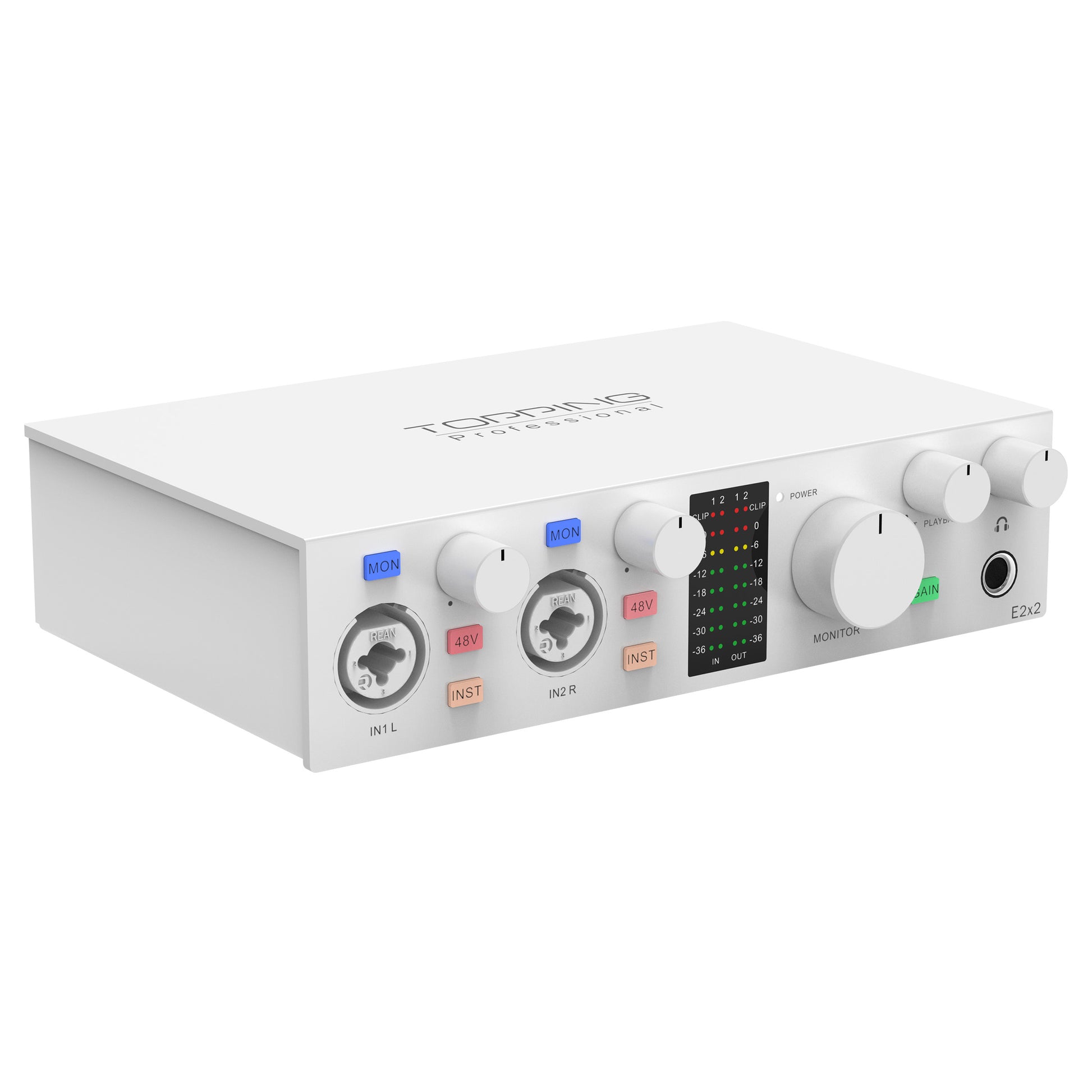 TOPPING E2x2 Professional Audio Interface 2in 2out USB Sound Card For Live Streaming Recording  Mix 6