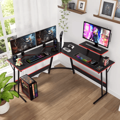L Shaped Corner Gaming Computer Desk, Large Desktop Workstation for Home Office