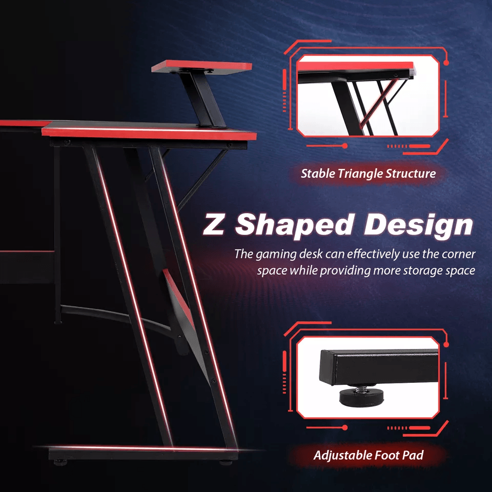 L Shaped Corner Gaming Computer Desk Large Desktop Workstation For Home Office 4