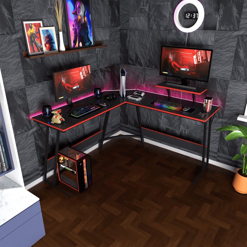 L Shaped Corner Gaming Computer Desk Large Desktop Workstation For Home Office 1