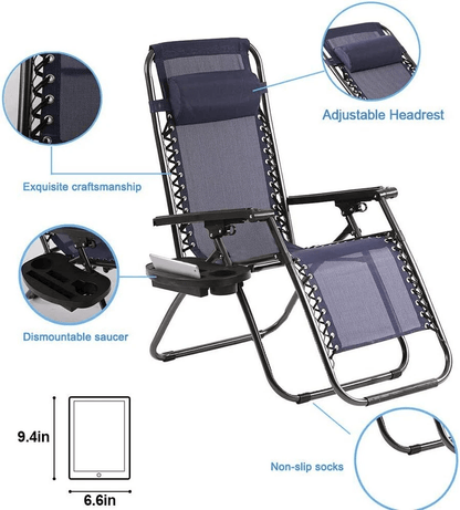 Zero Gravity Chair Lounge Chair Set Foldable Lawn Chair Outdoor Recliner Deck Chairs With Adjustabl