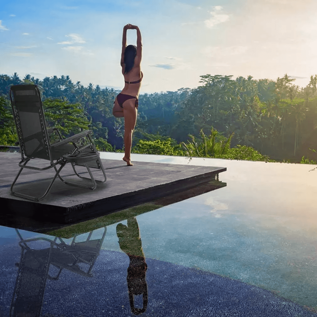 Zero Gravity Chair Lounge Chair Set Foldable Lawn Chair Outdoor Recliner Deck Chairs With Adjustabl