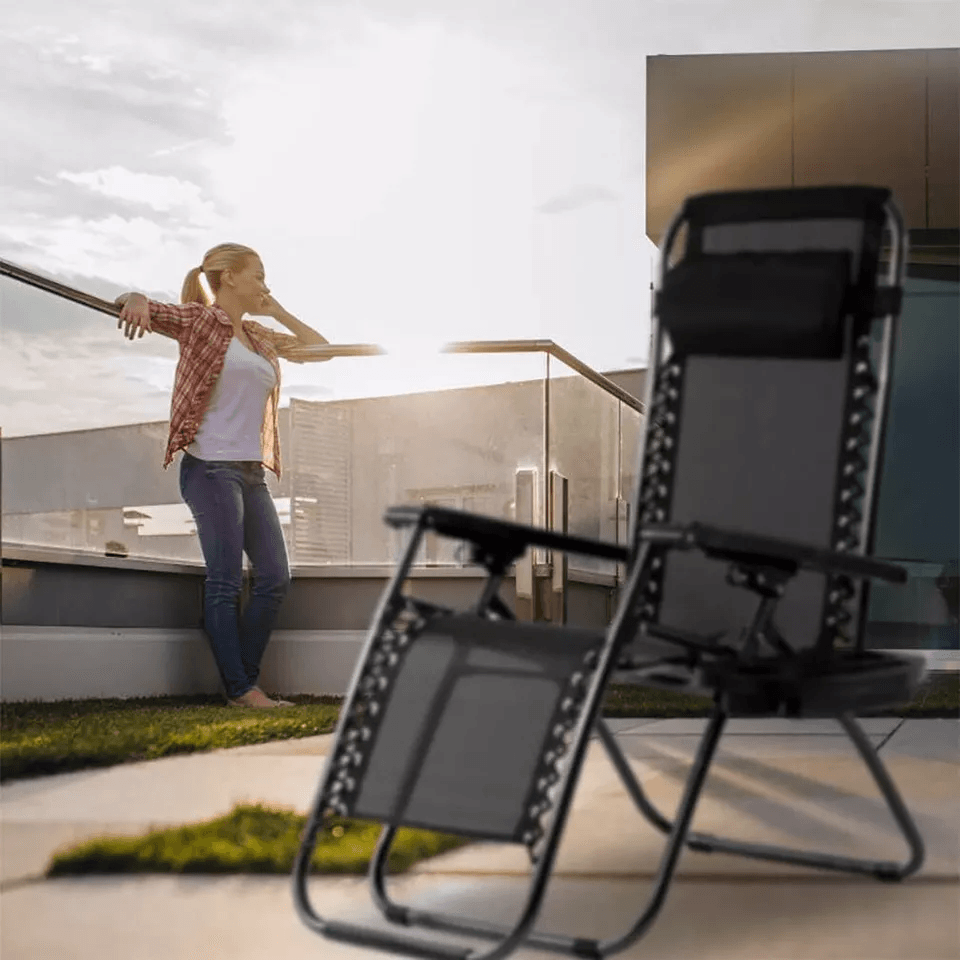 Zero Gravity Chair Lounge Chair Set Foldable Lawn Chair Outdoor Recliner Deck Chairs With Adjustabl
