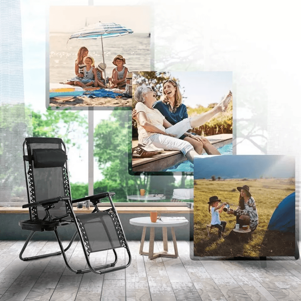 Zero Gravity Chair Lounge Chair Set Foldable Lawn Chair Outdoor Recliner Deck Chairs With Adjustabl