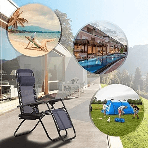 Zero Gravity Chair Lounge Chair Set Foldable Lawn Chair Outdoor Recliner Deck Chairs With Adjustabl