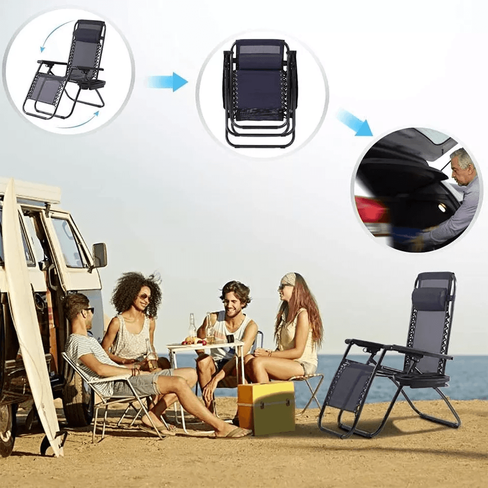 Zero Gravity Chair Lounge Chair Set Foldable Lawn Chair Outdoor Recliner Deck Chairs With Adjustabl