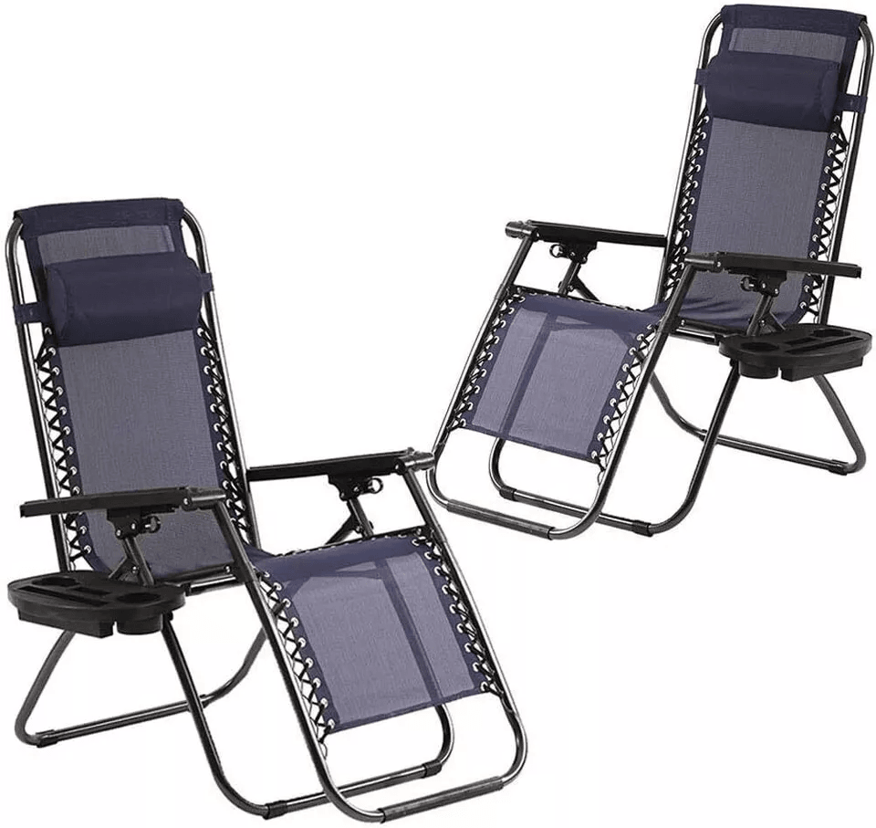 Zero Gravity Chair Lounge Chair Set Foldable Lawn Chair Outdoor Recliner Deck Chairs With Adjustabl