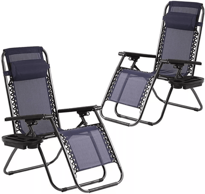 Zero Gravity Chair Lounge Chair Set Foldable Lawn Chair Outdoor Recliner Deck Chairs With Adjustabl