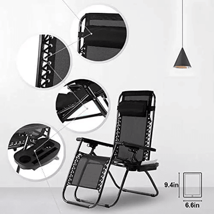 Zero Gravity Chair Lounge Chair Set Foldable Lawn Chair Outdoor Recliner Deck Chairs With Adjustabl