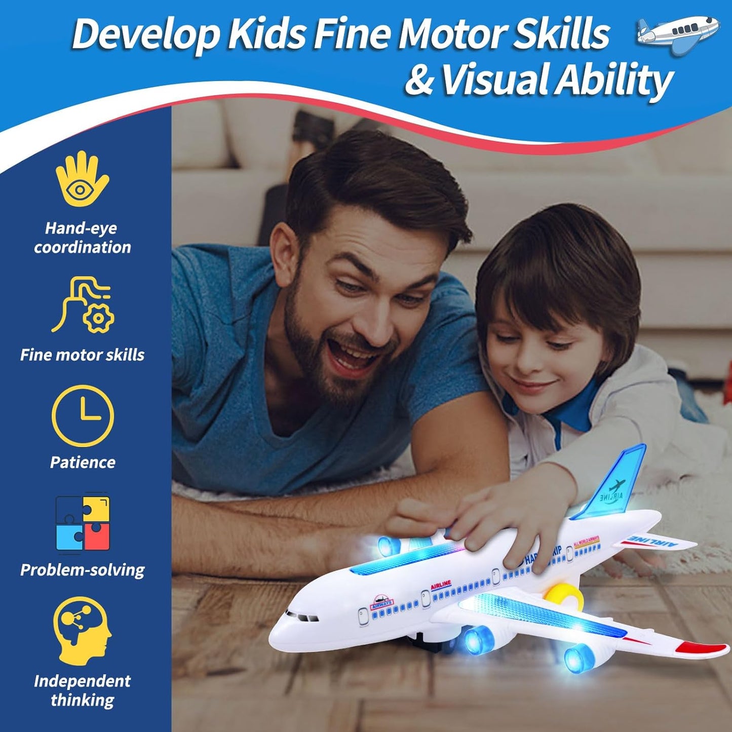 Electronic Aeroplane Toy For Kids Autopilot Flash Sound Music  Light Effects Educational Aircraft G 1