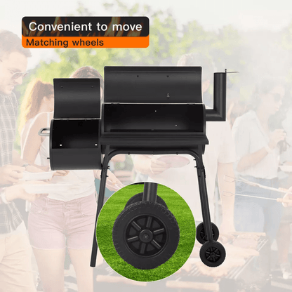 Charcoal Outdoor BBQ Grill With Offset Smoke Portable Camping Grill With Dual Ovens Temperature Mon 5