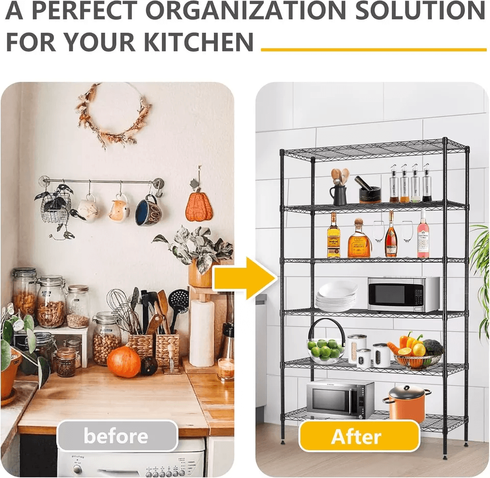 Heavy Duty 6 Shelf Wire Storage Rack Adjustable Metal Shelving Unit For Home Office Garage 2