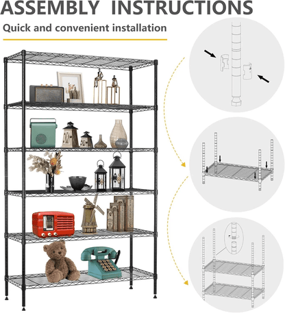 Heavy Duty 6 Shelf Wire Storage Rack Adjustable Metal Shelving Unit For Home Office Garage 1